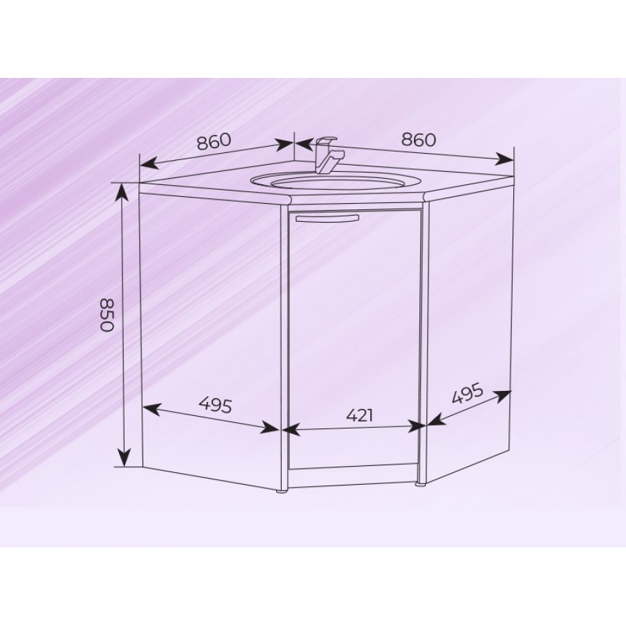 Угловая тумба кухни размеры
